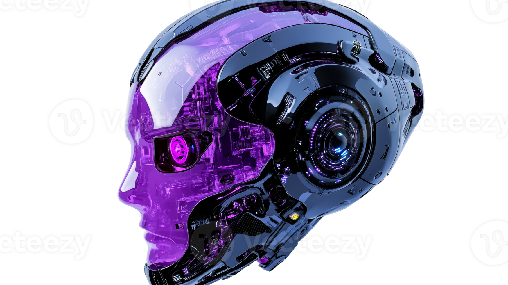 Advanced robot head, future tech, cut out transparent png