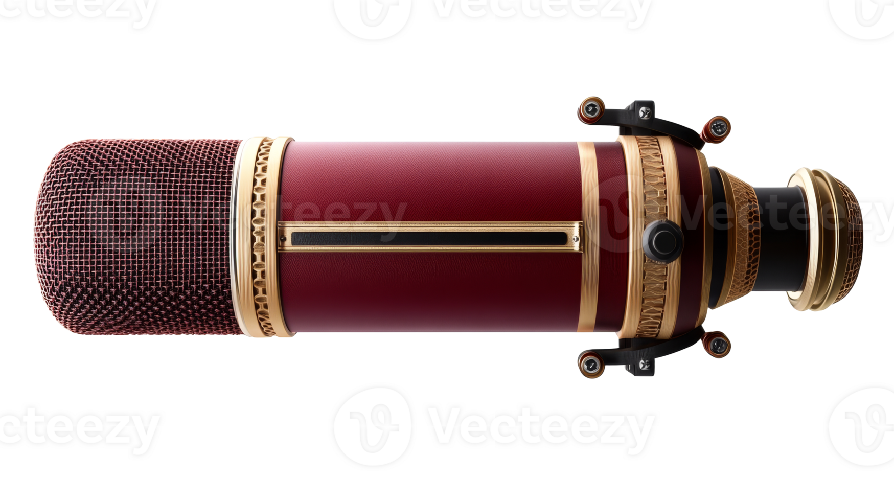 Studio microphone on black, cut out transparent png