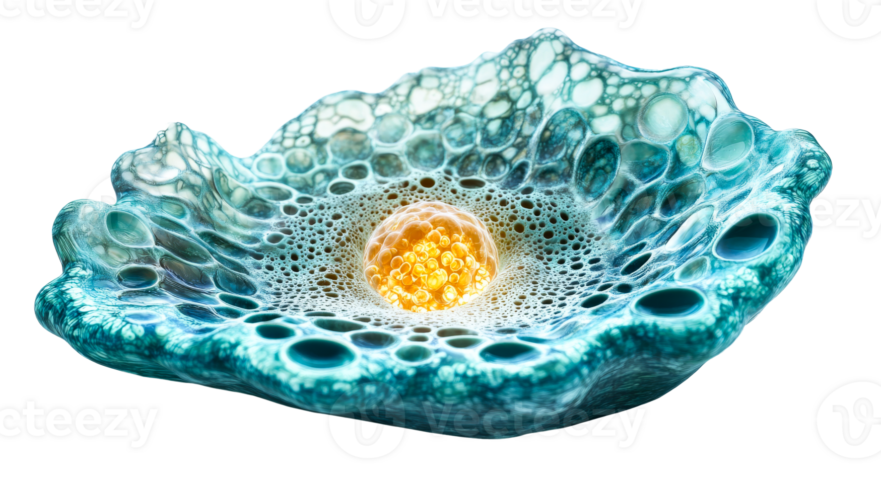 Cellular Structure with Glowing Core, cut out transparent png