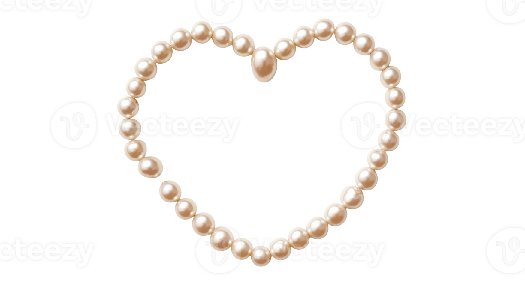 Heart shape pearl necklace, cut out transparent png