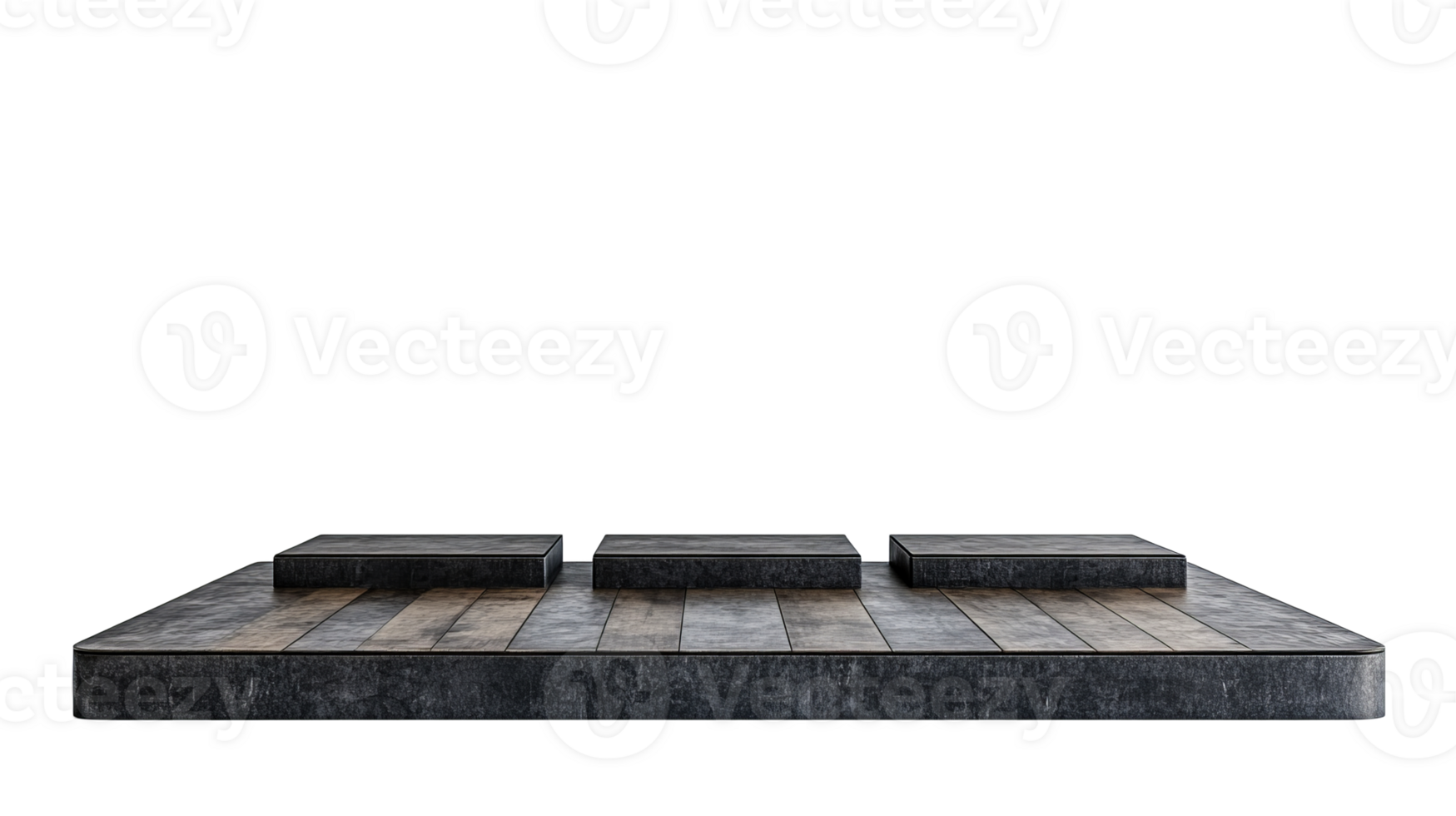 Three steps, gray stone platform, cut out transparent png