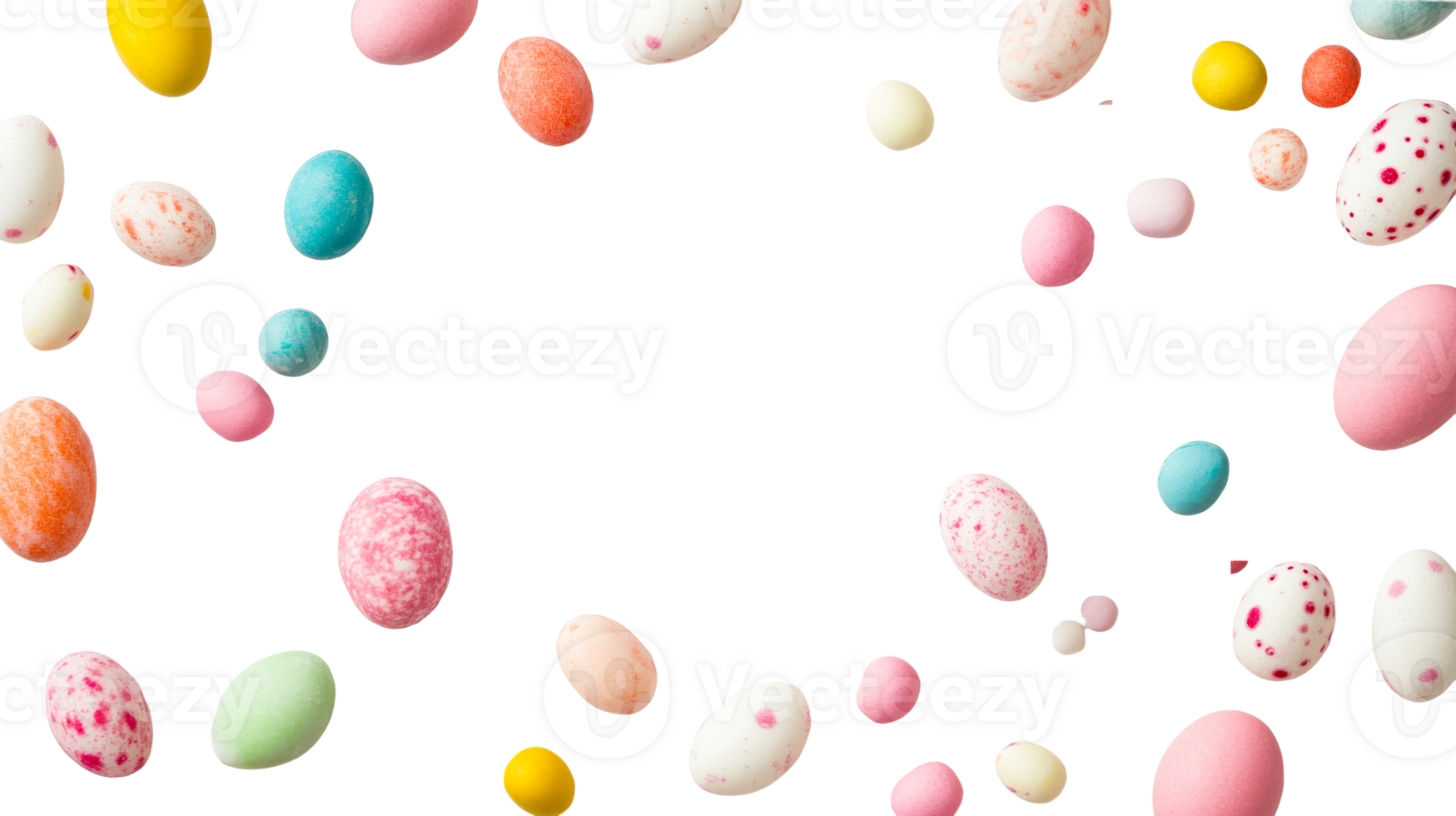 Sugared Easter eggs on isolated backdrop, cut out transparent png