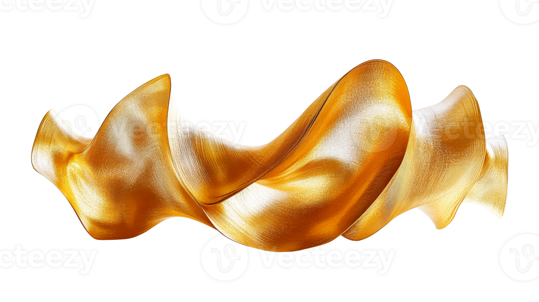 Golden flowing ribbon form, cut out transparent png