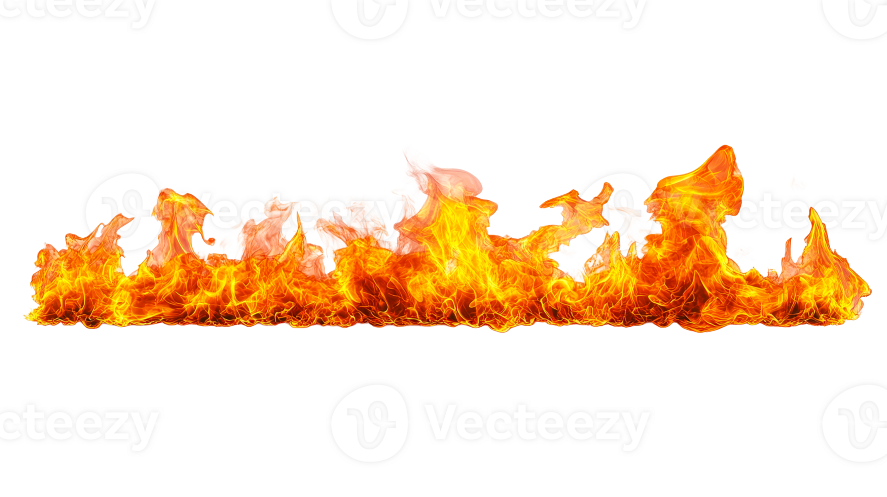 Flaming line, orange, black background, cut out transparent png