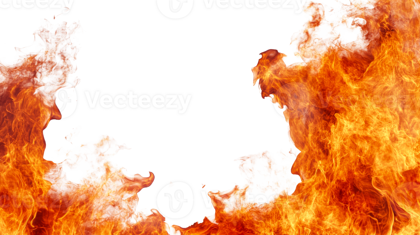 Flames border isolated background, cut out transparent png