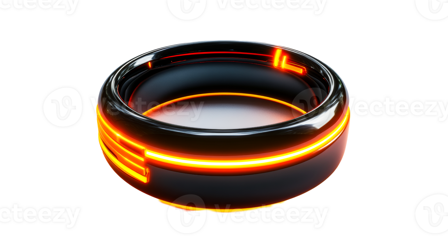 Ring with glowing orange accent, cut out transparent png