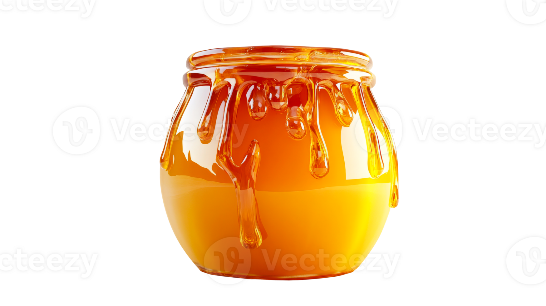 Honey pot with dripping glaze, cut out transparent png