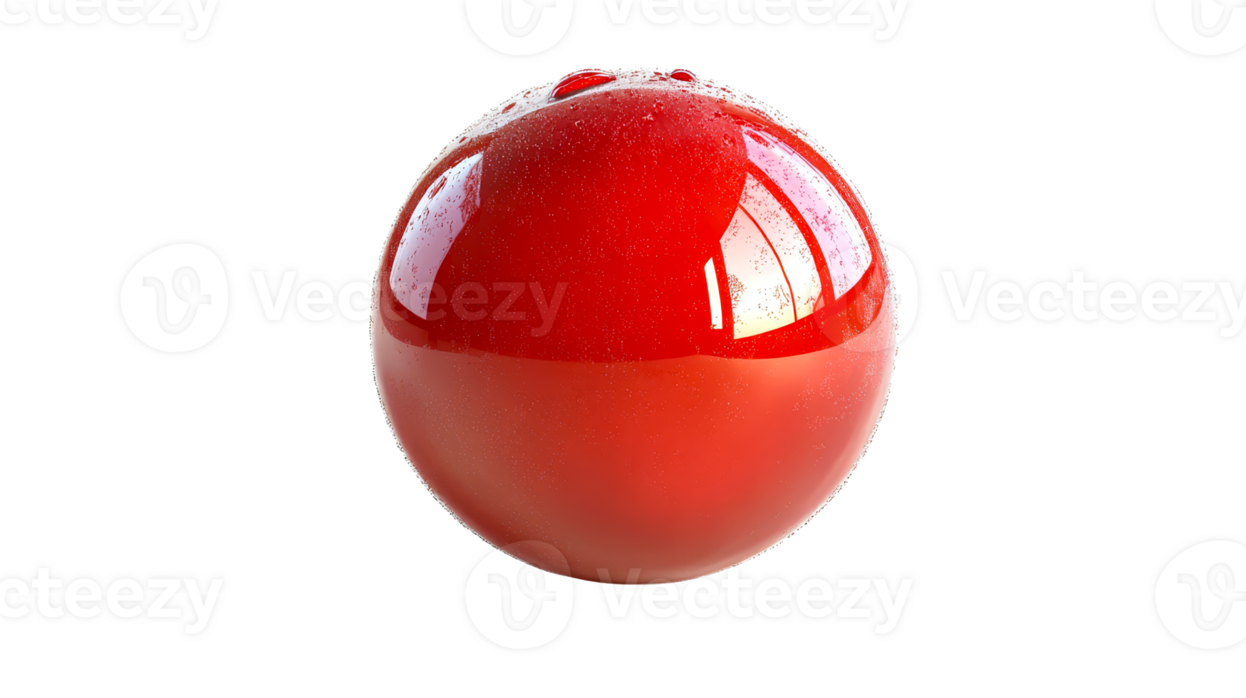Red sphere with drops, cut out transparent png