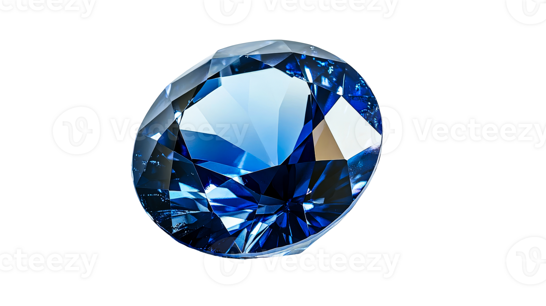 Isolated blue gemstone, cut out transparent png
