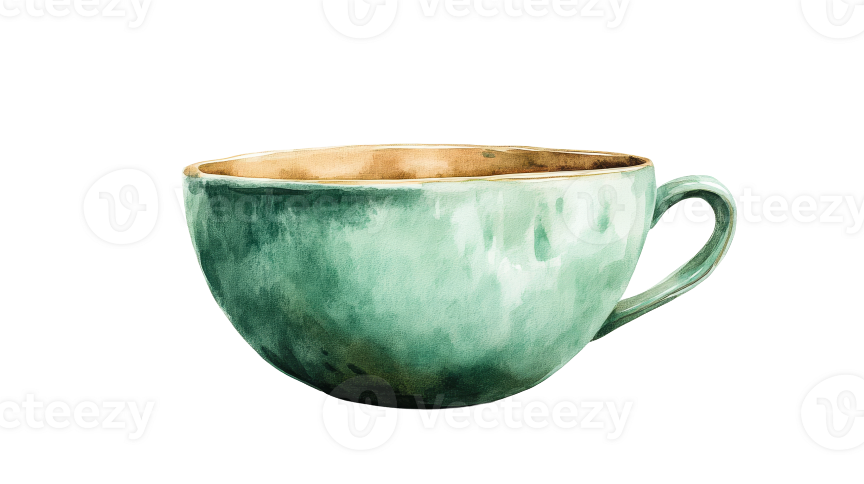 Watercolor Turquoise Cup Isolated, cut out transparent png