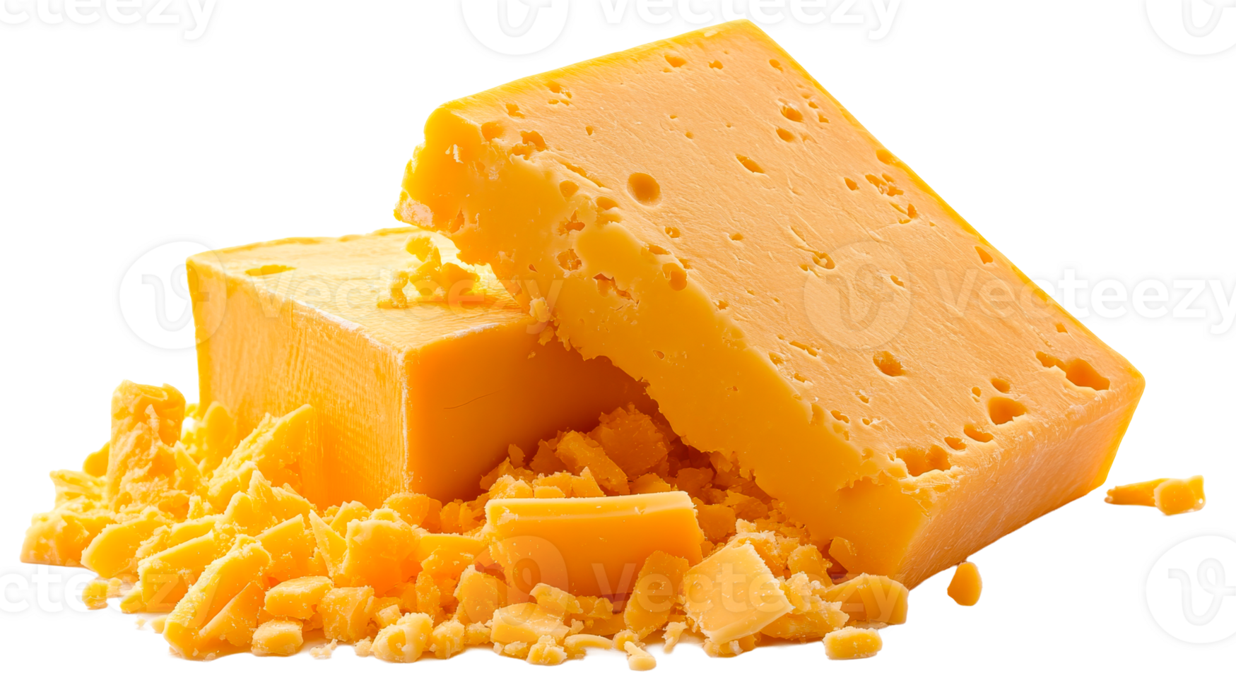 Cheddar cheese heap, pieces, cut out transparent png