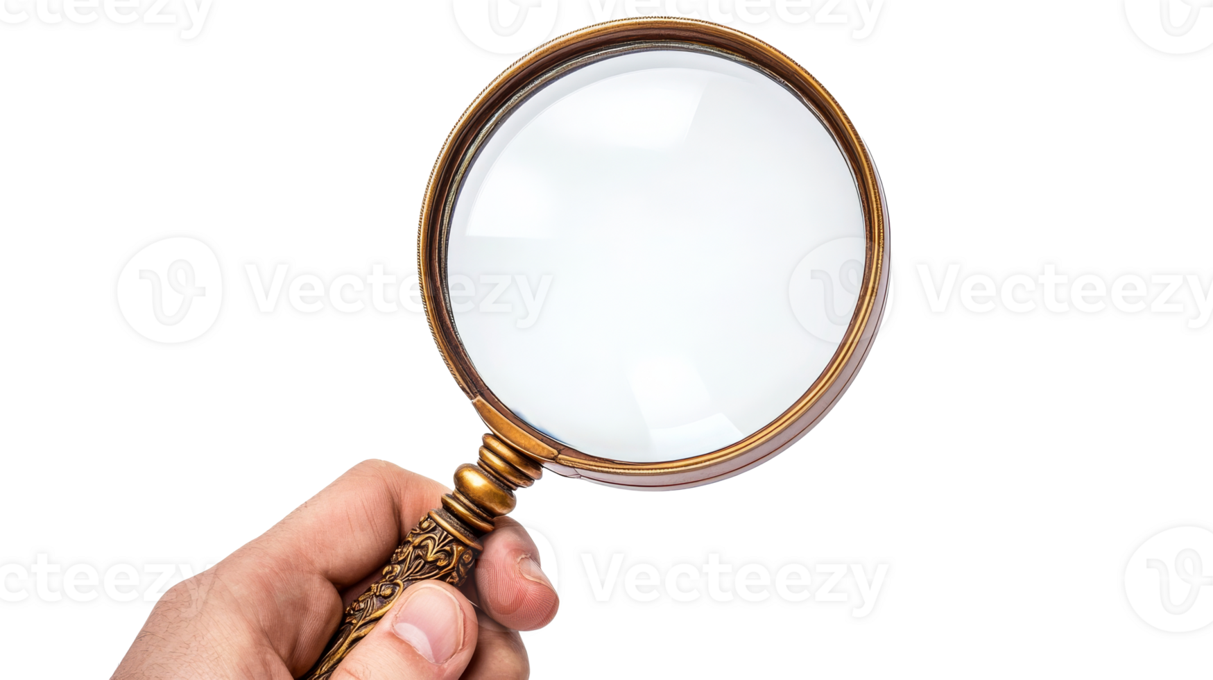 Hand holds lens, cut out transparent png