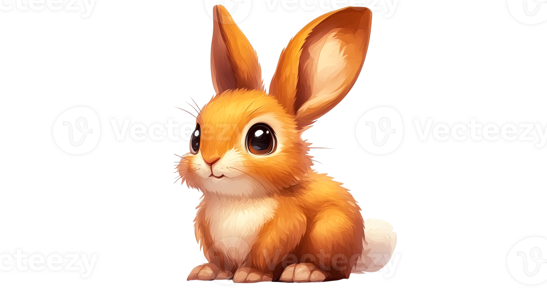 Orange Bunny Isolated, cut out transparent png