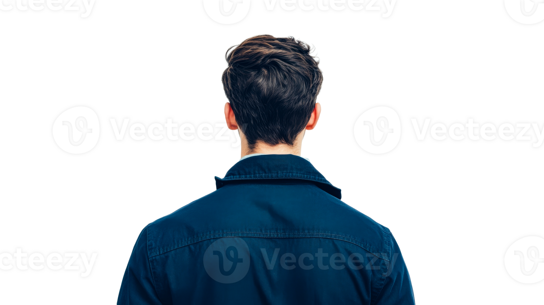 Back view of head and shoulders, cut out transparent png