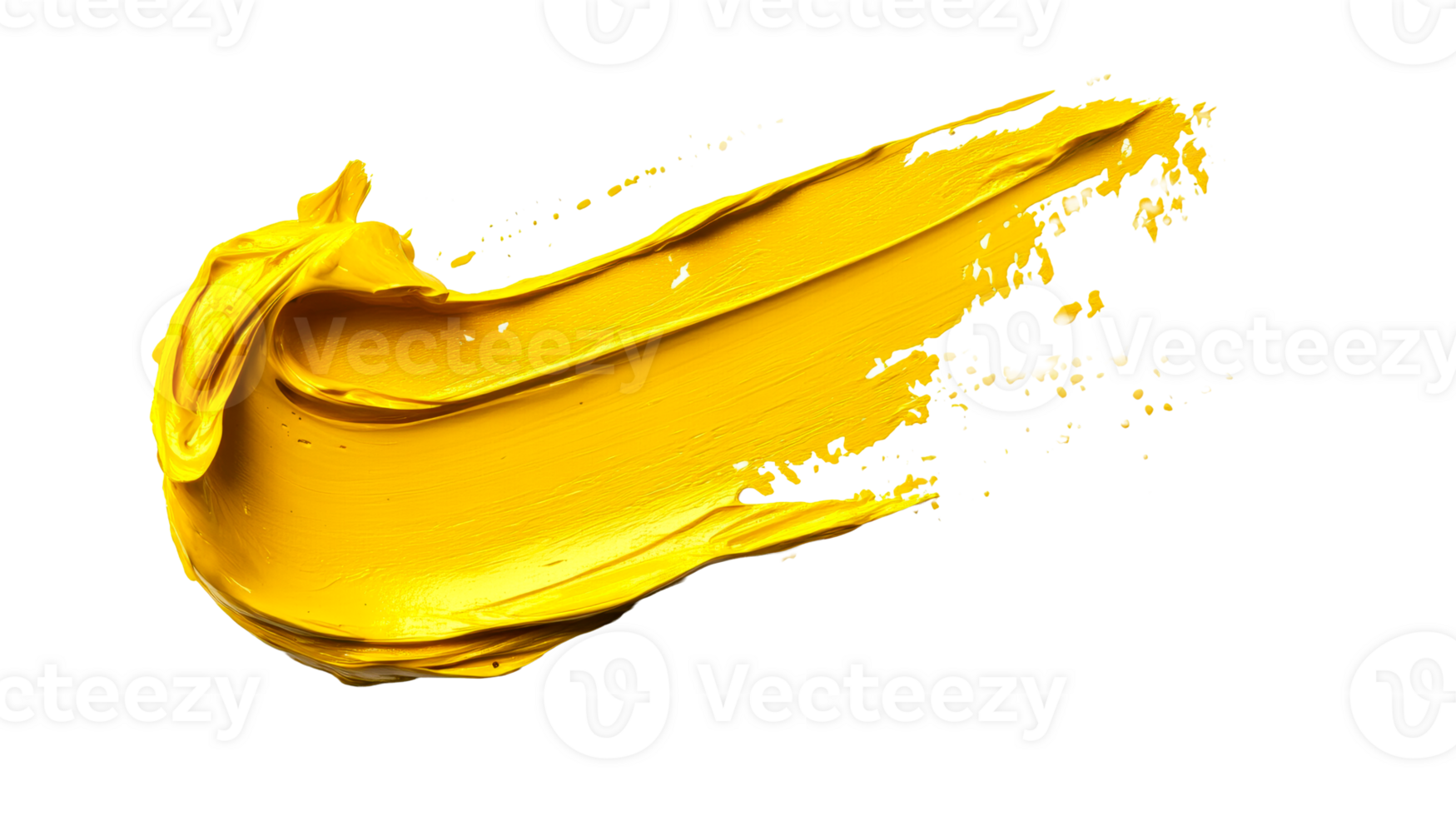 Yellow paint smear isolated, cut out transparent png