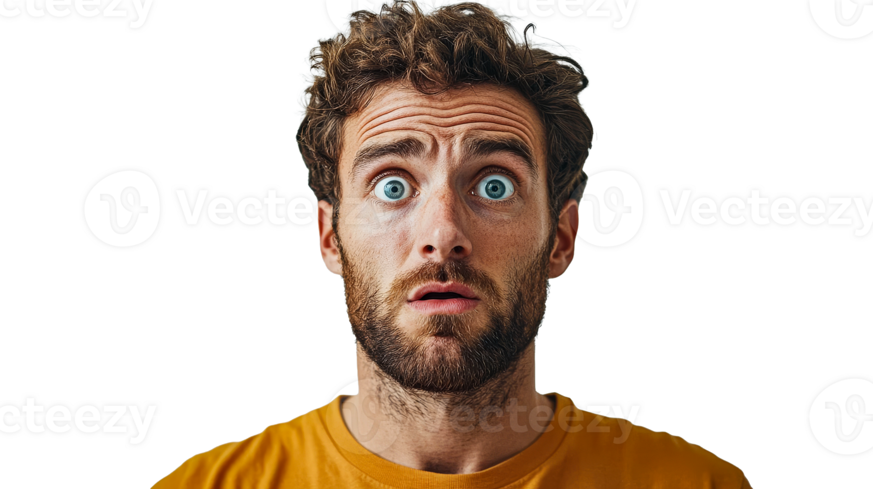 Man with surprised expression, cut out transparent png