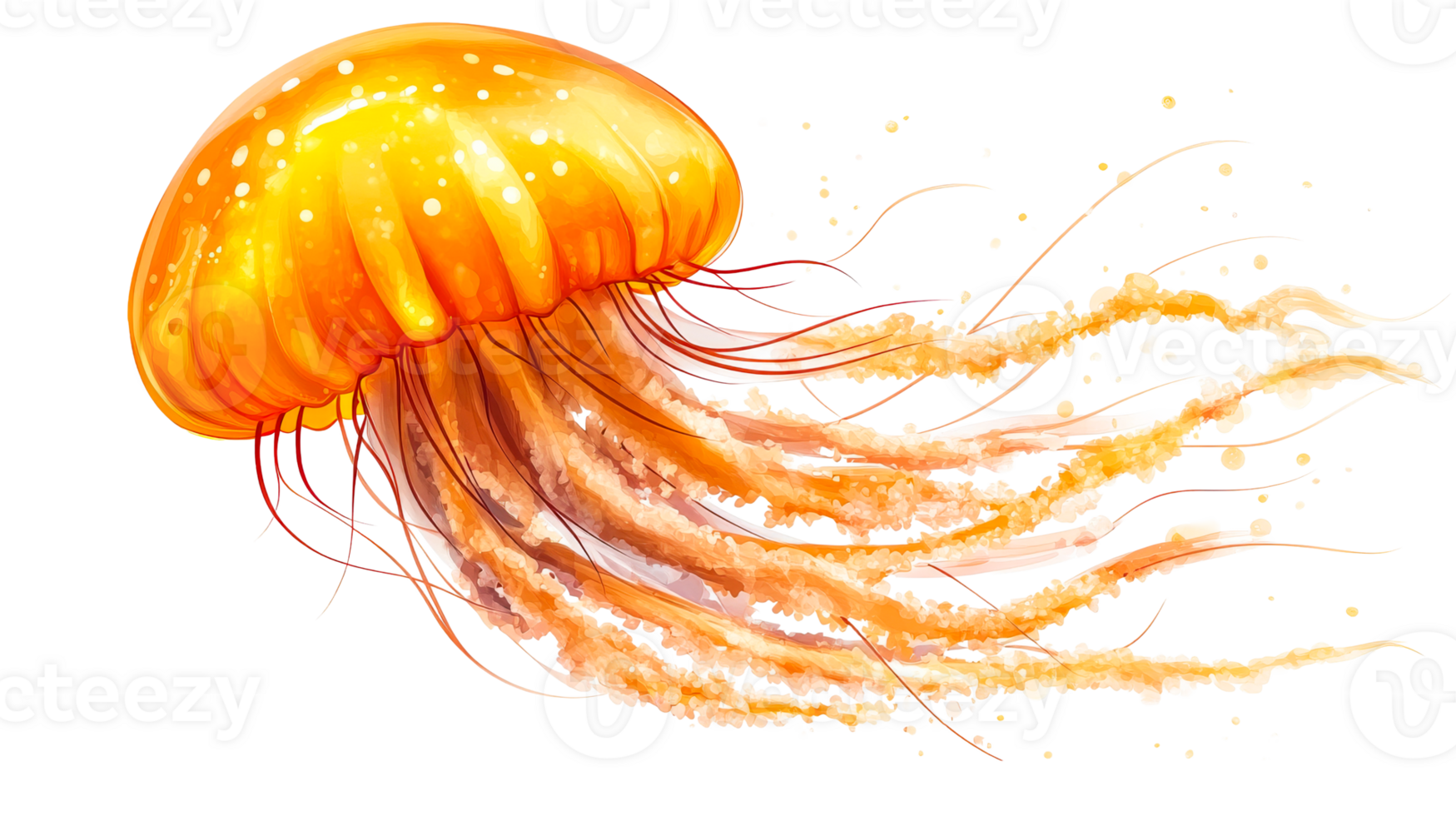 Golden Jellyfish Isolated, cut out transparent png