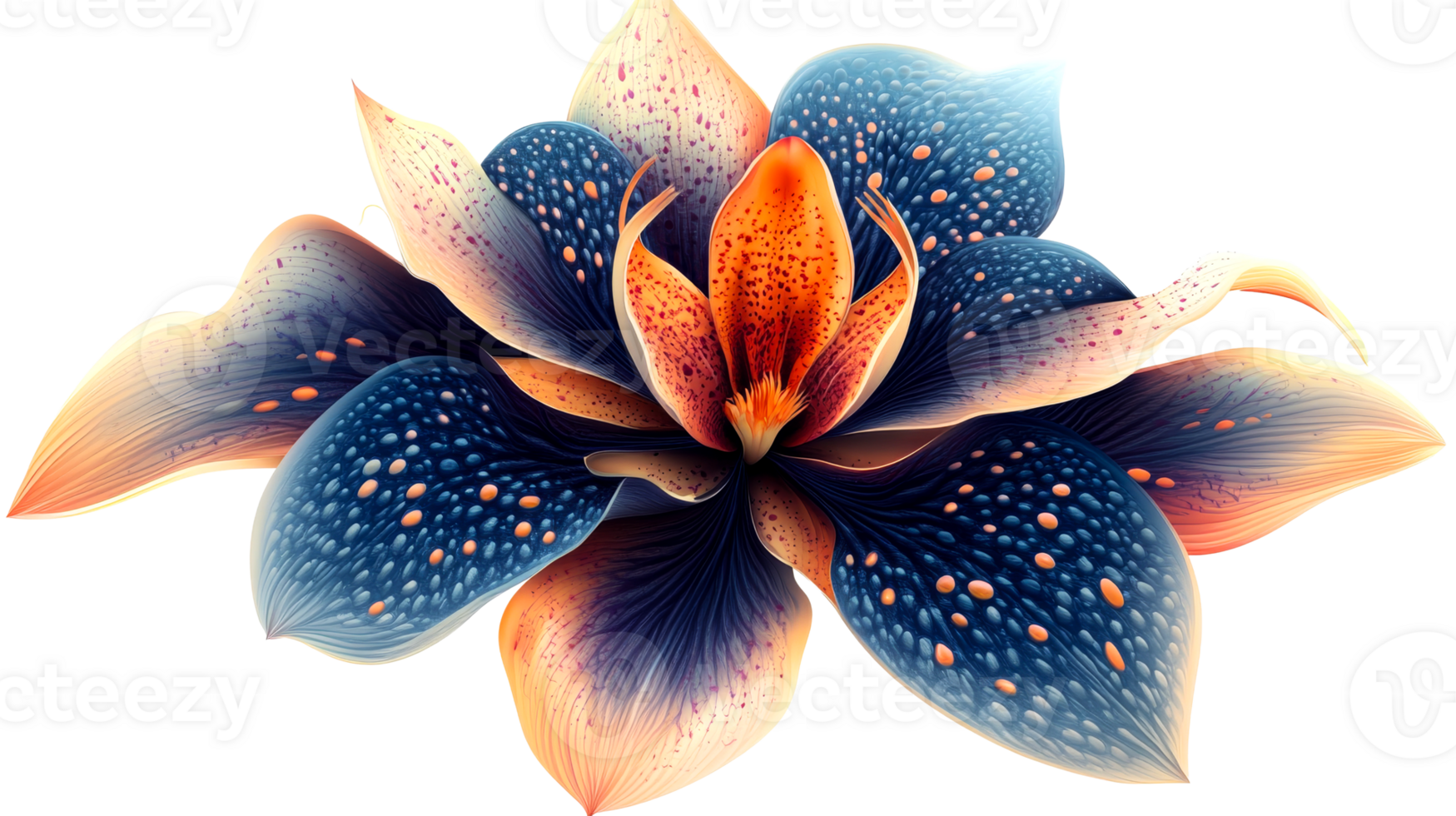Decorative blossom with striking color, cut out transparent png