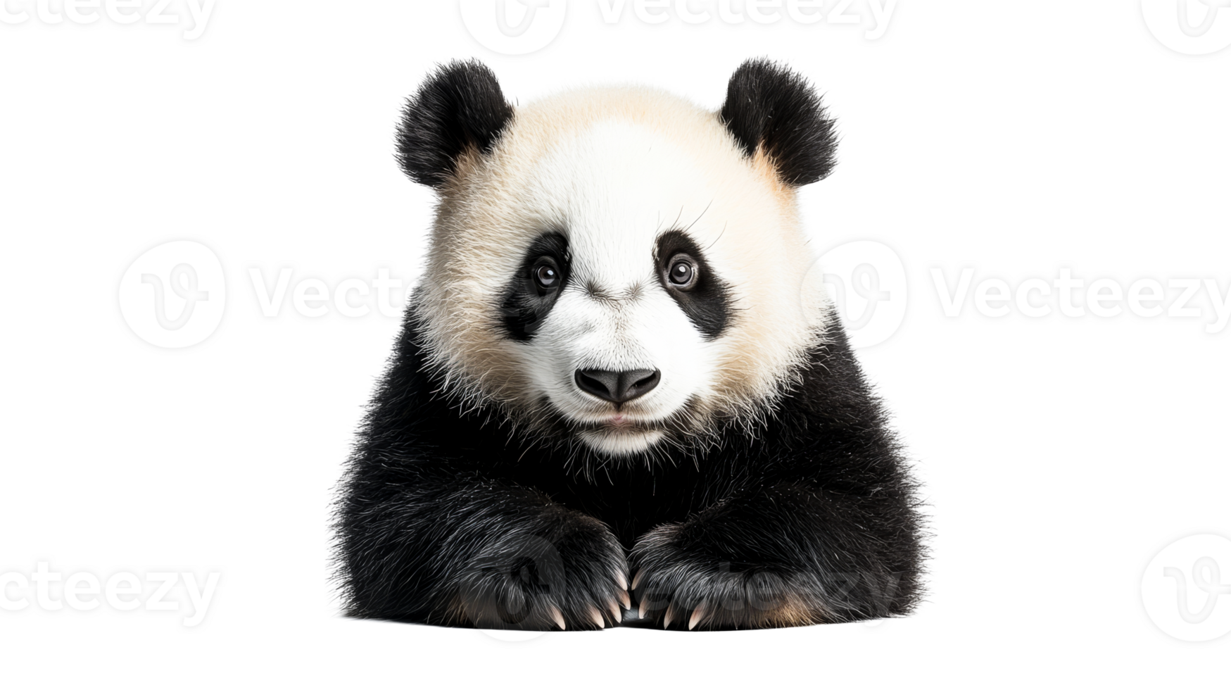 Giant Panda Portrait on Black, cut out transparent png