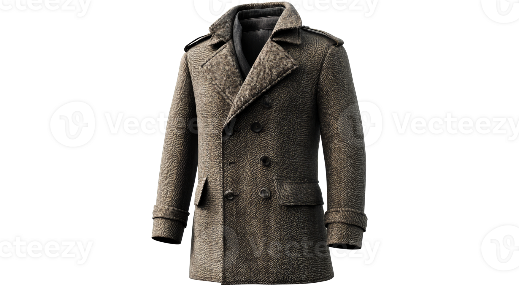 Herringbone Overcoat Isolated, cut out transparent png