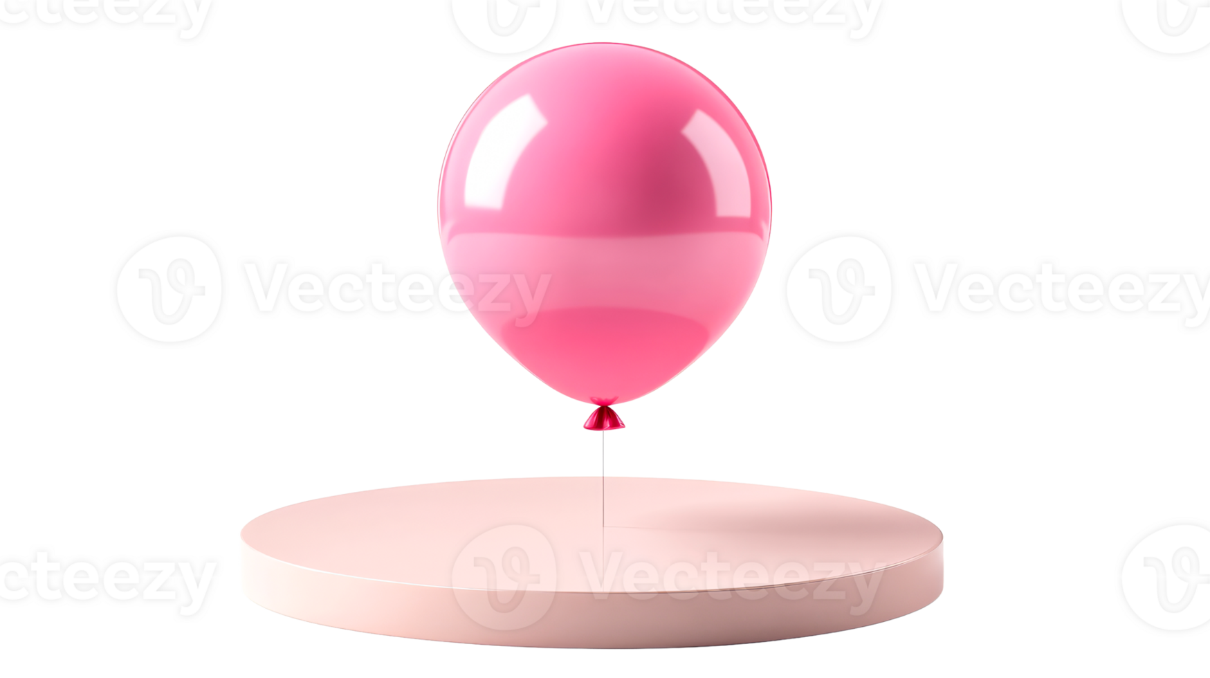 Pink balloon with display podium, cut out transparent png