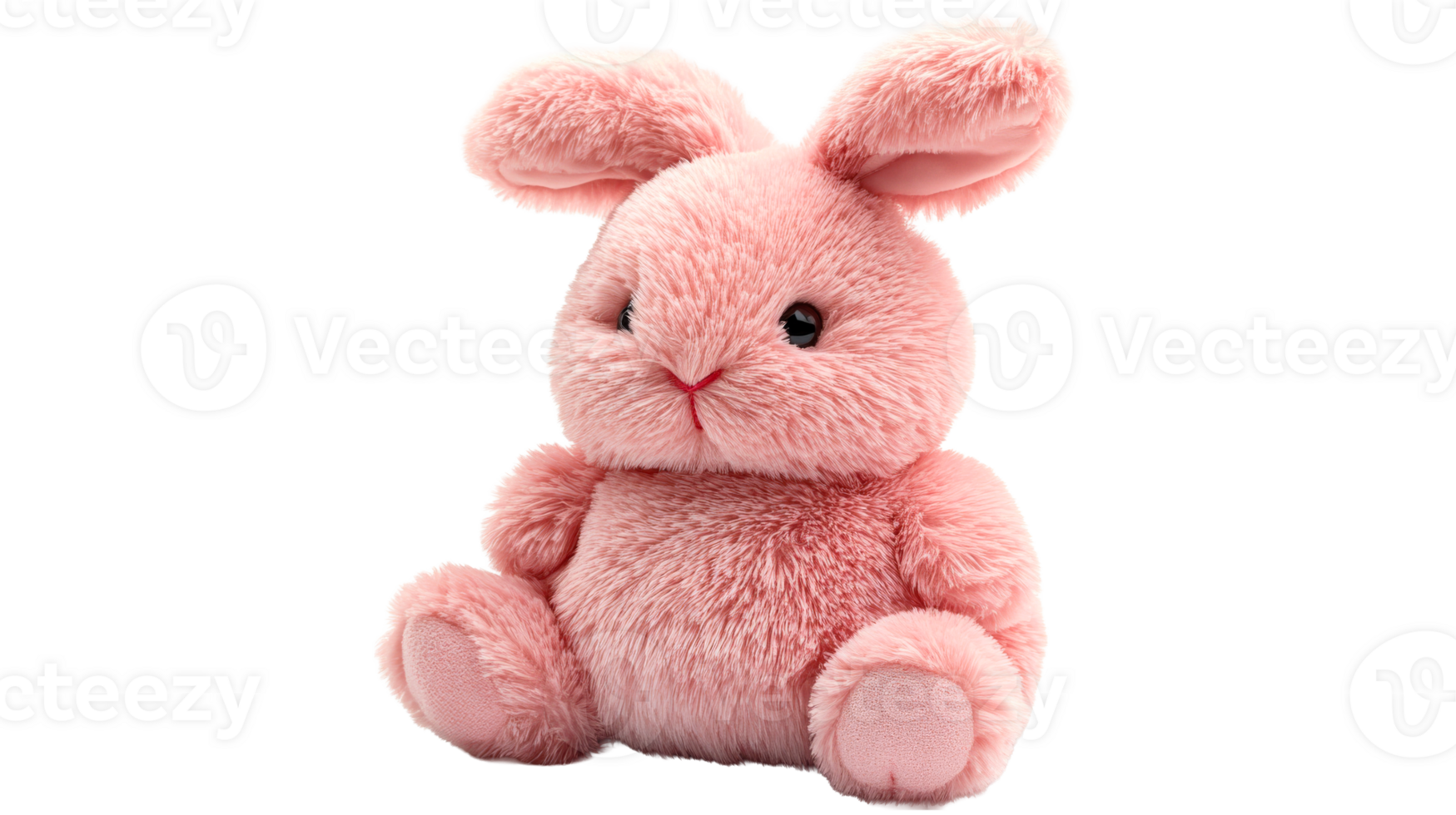 Pink stuffed rabbit plushie toy, cut out transparent png