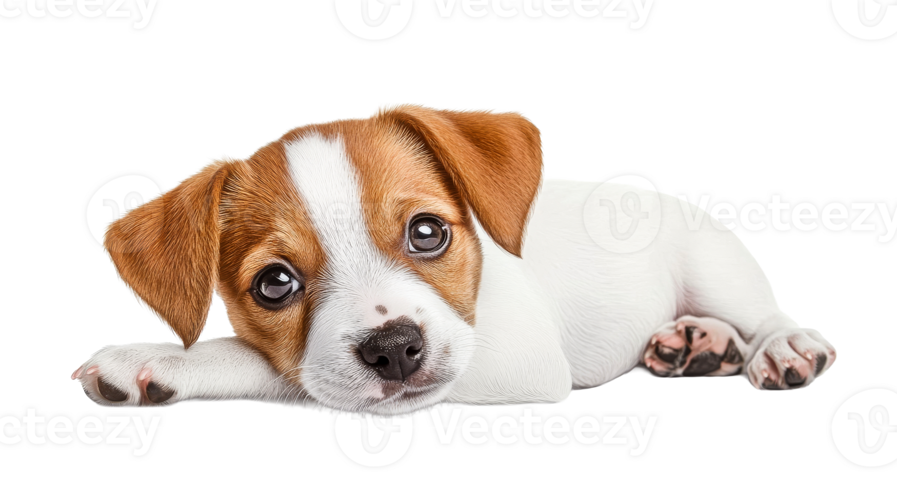 Cute puppy relaxing on a transparent background png