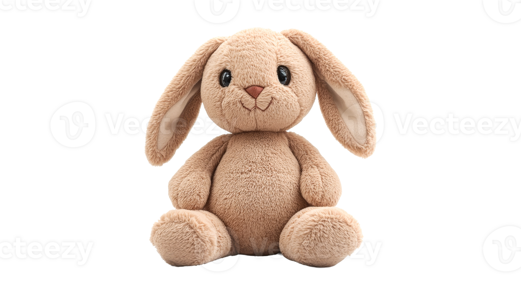 Soft brown stuffed bunny with long ears png