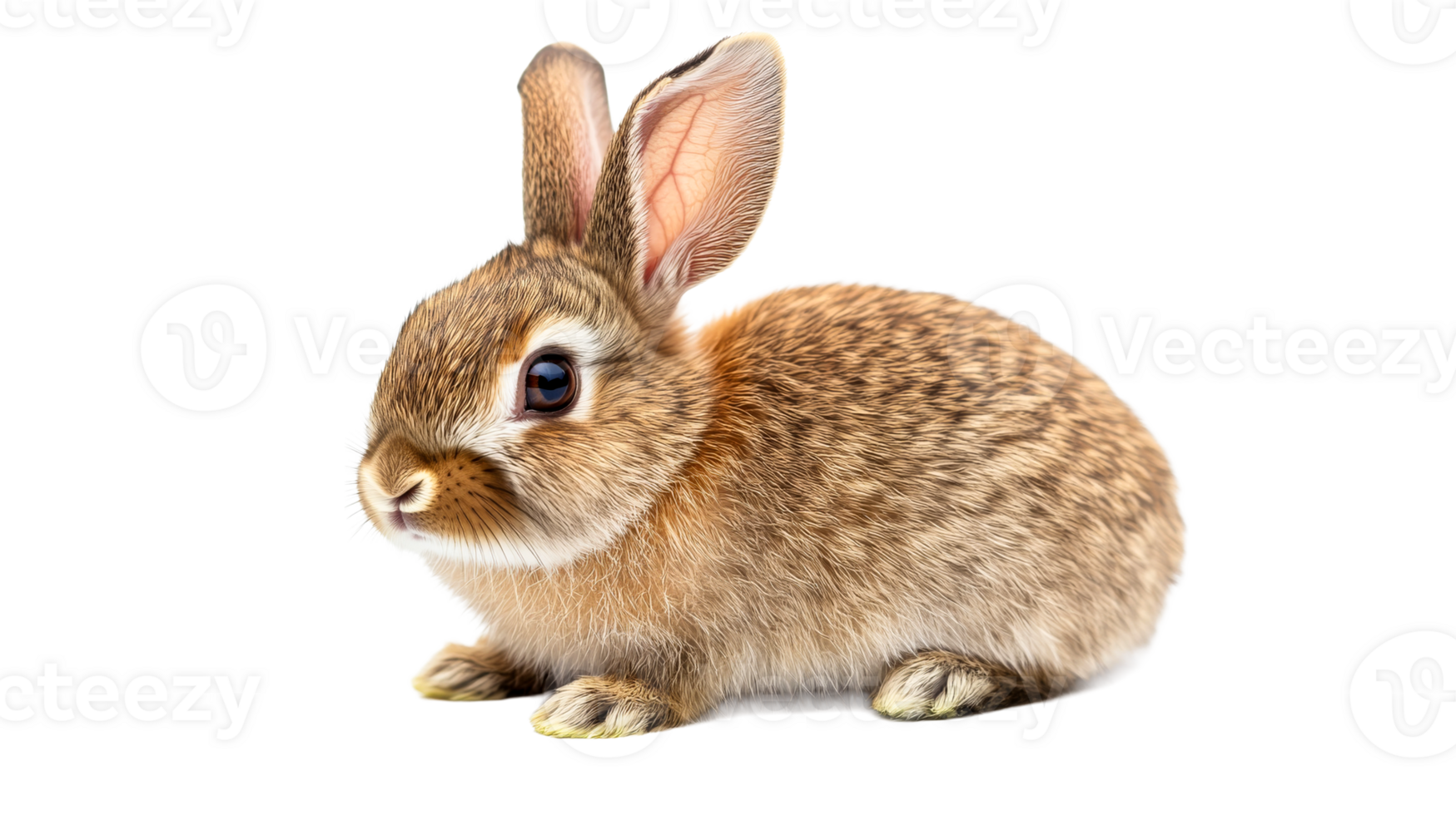 Cute brown rabbit on transparent background png