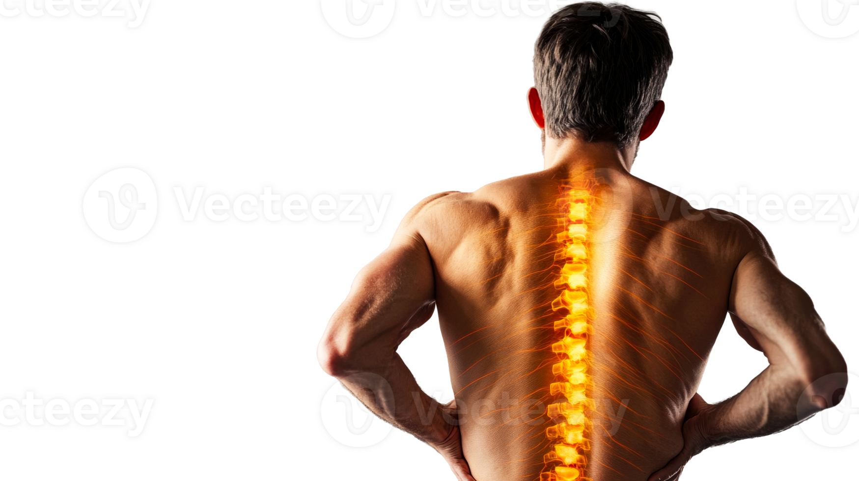 Muscular man with glowing spine png