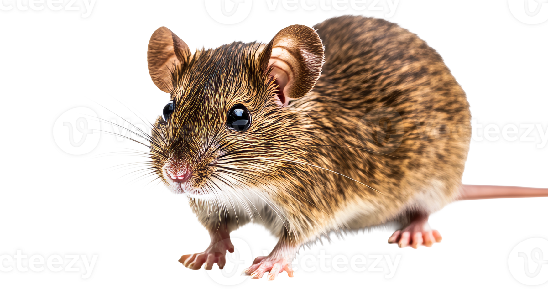 Cute mouse with fur on clear background png