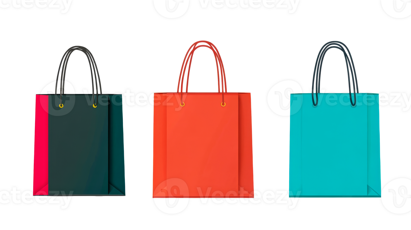 Colorful shopping bags on transparent bg png