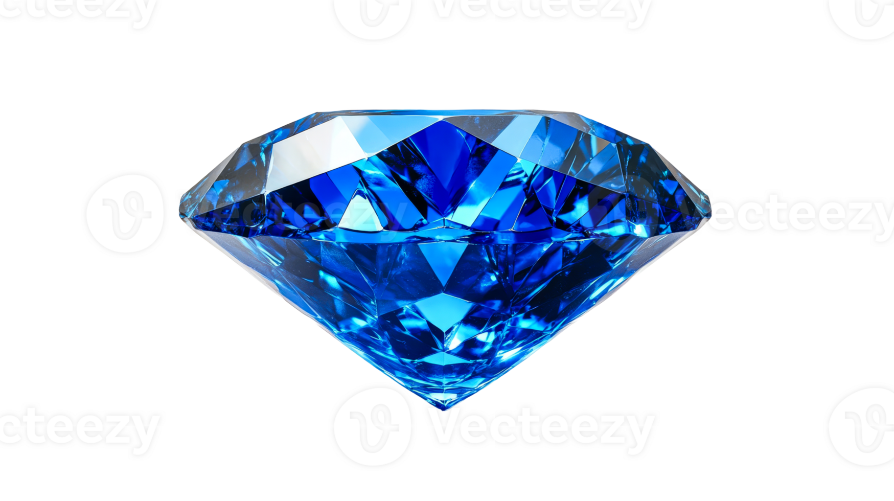 Bright blue diamond with sharp facets displayed png