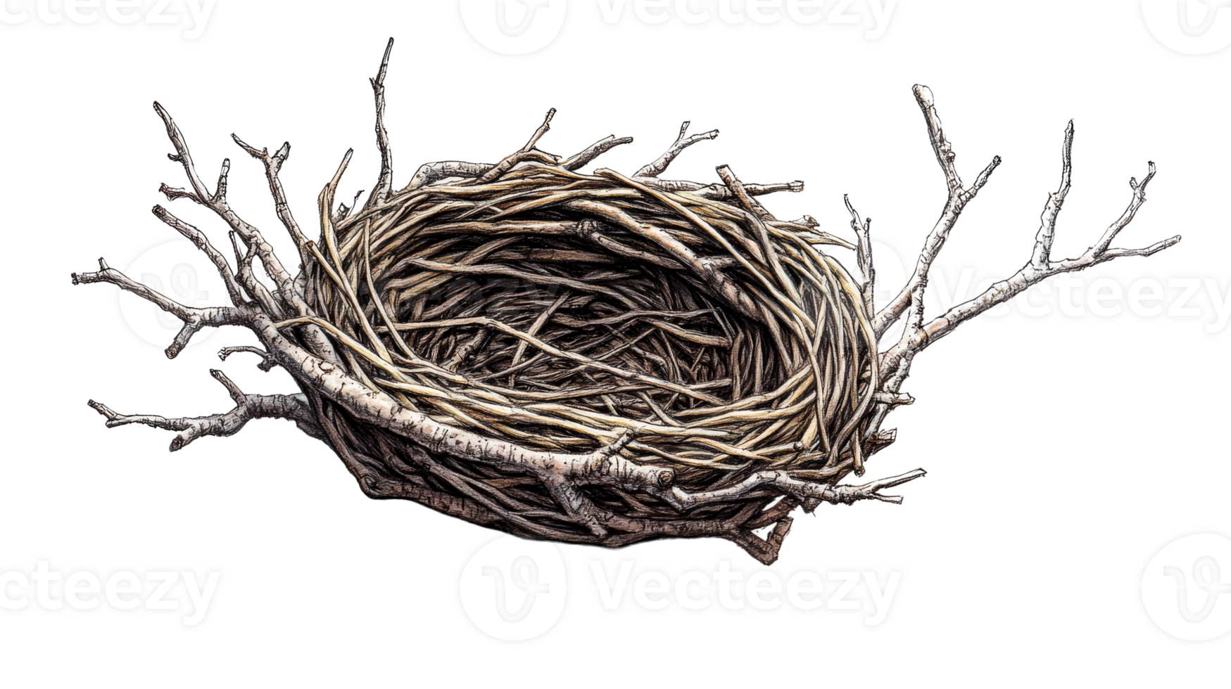 Natures intricate bird nest made of twigs png