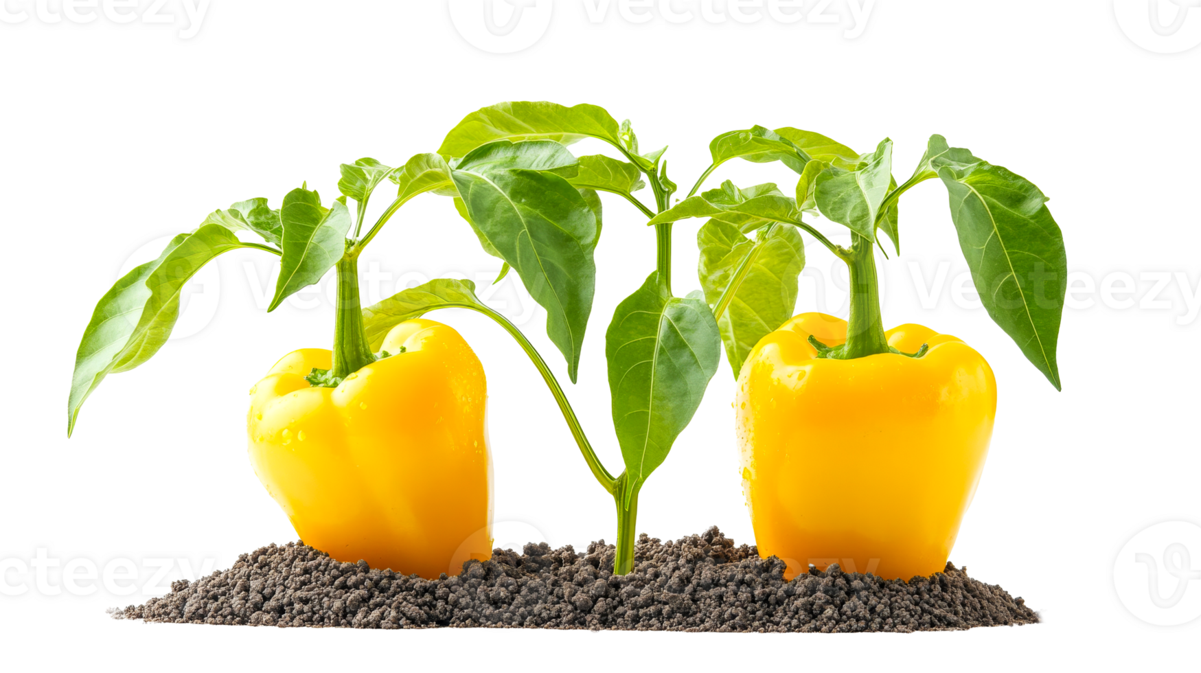 Yellow bell peppers in rich soil png