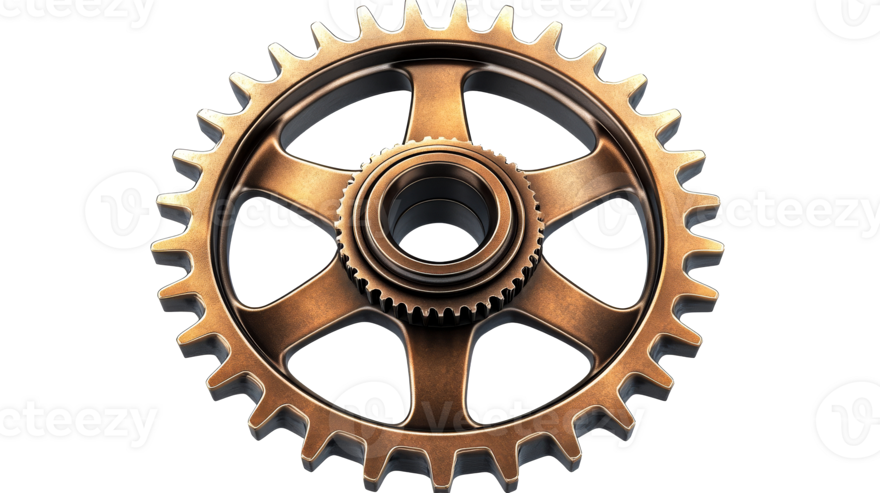 Detailed metal gear with intricate design png