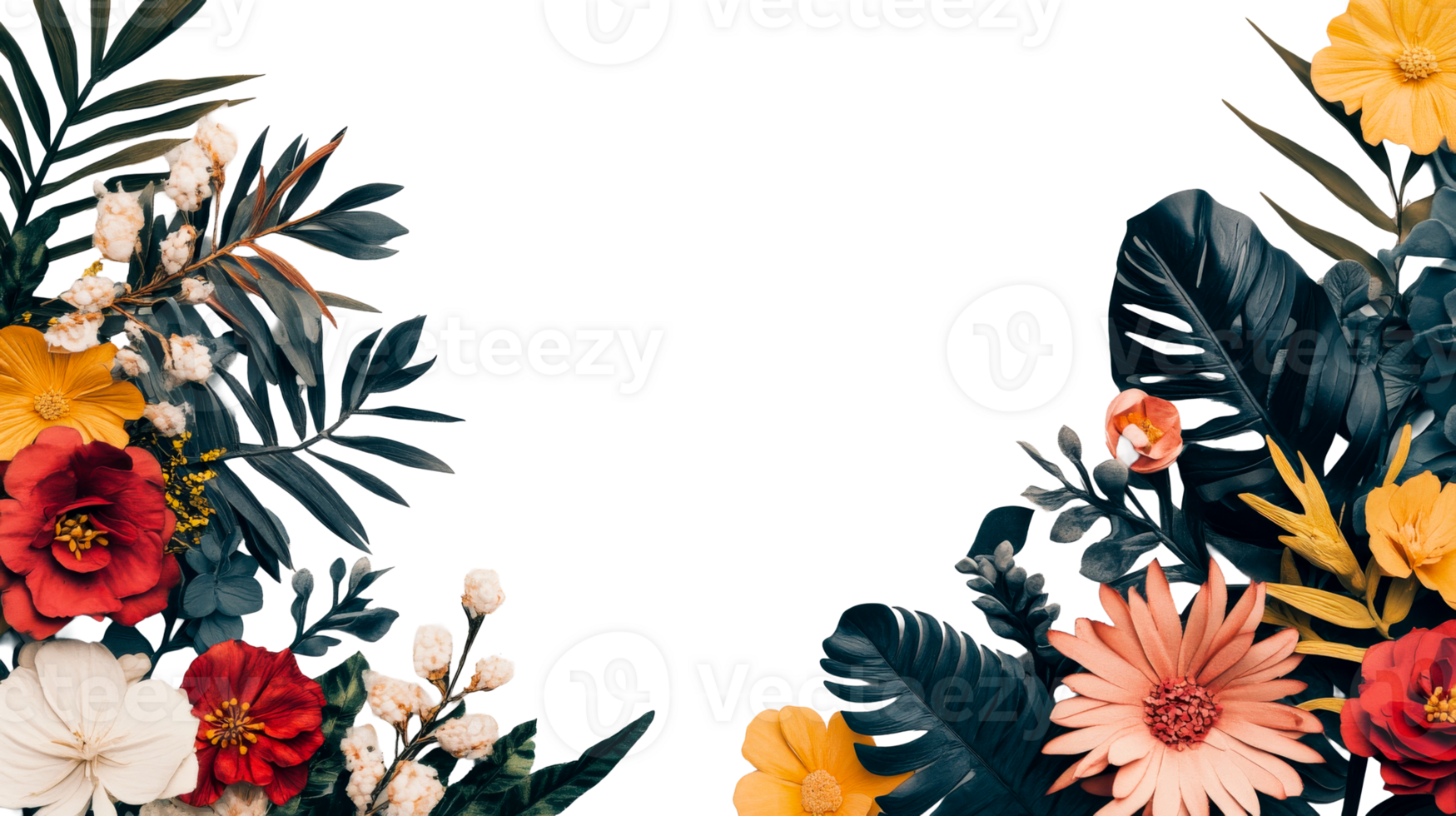 Colorful floral design on clear bg png