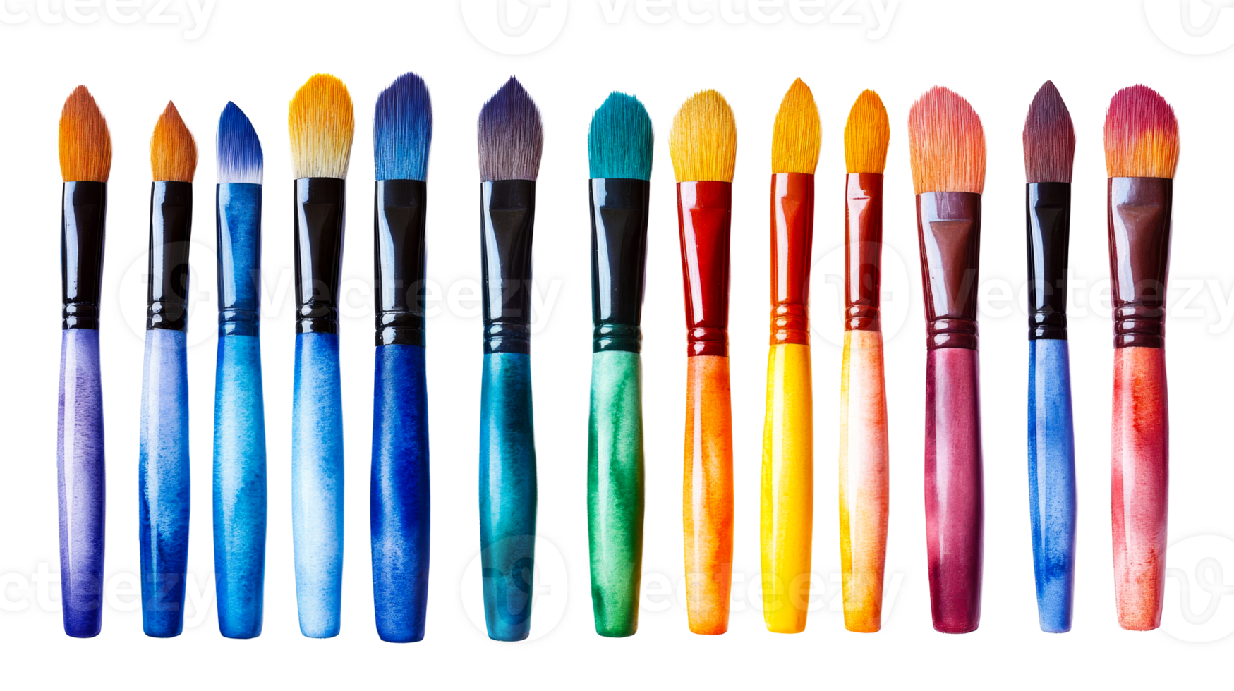 Colorful painting brushes arranged in a row png