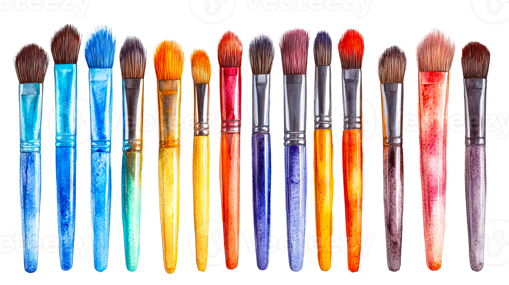 Colorful paintbrushes, transparent bg png