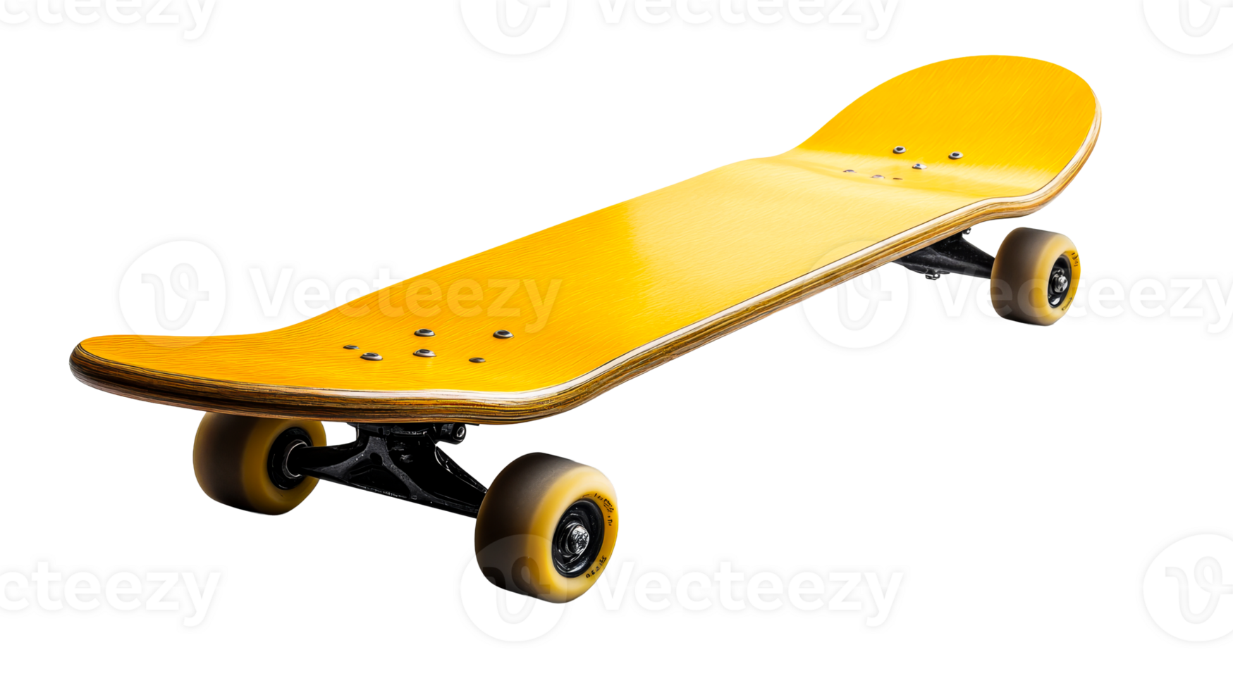 Bright yellow skateboard with a clean design png