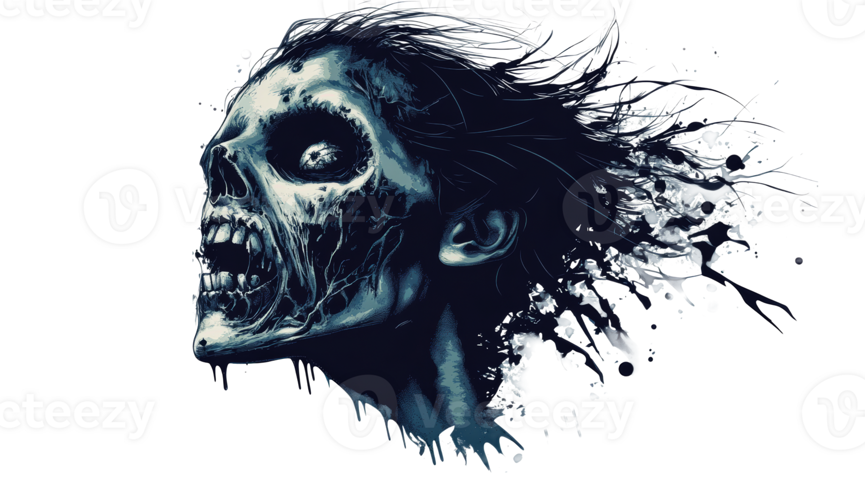 Undead Creature Sketch Portrait, cut out transparent png