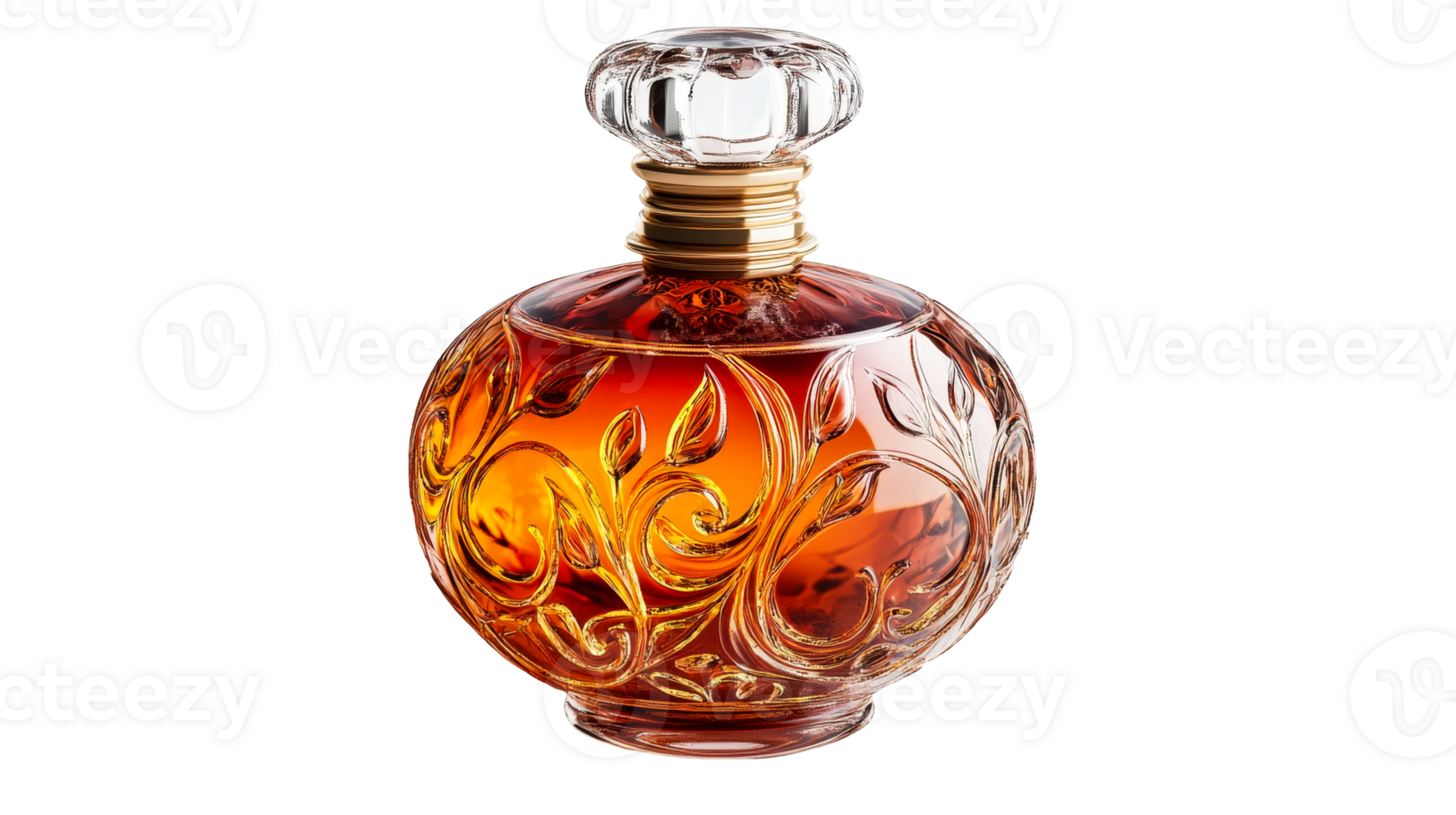 Amber Glass Bottle with Liquid, cut out transparent png