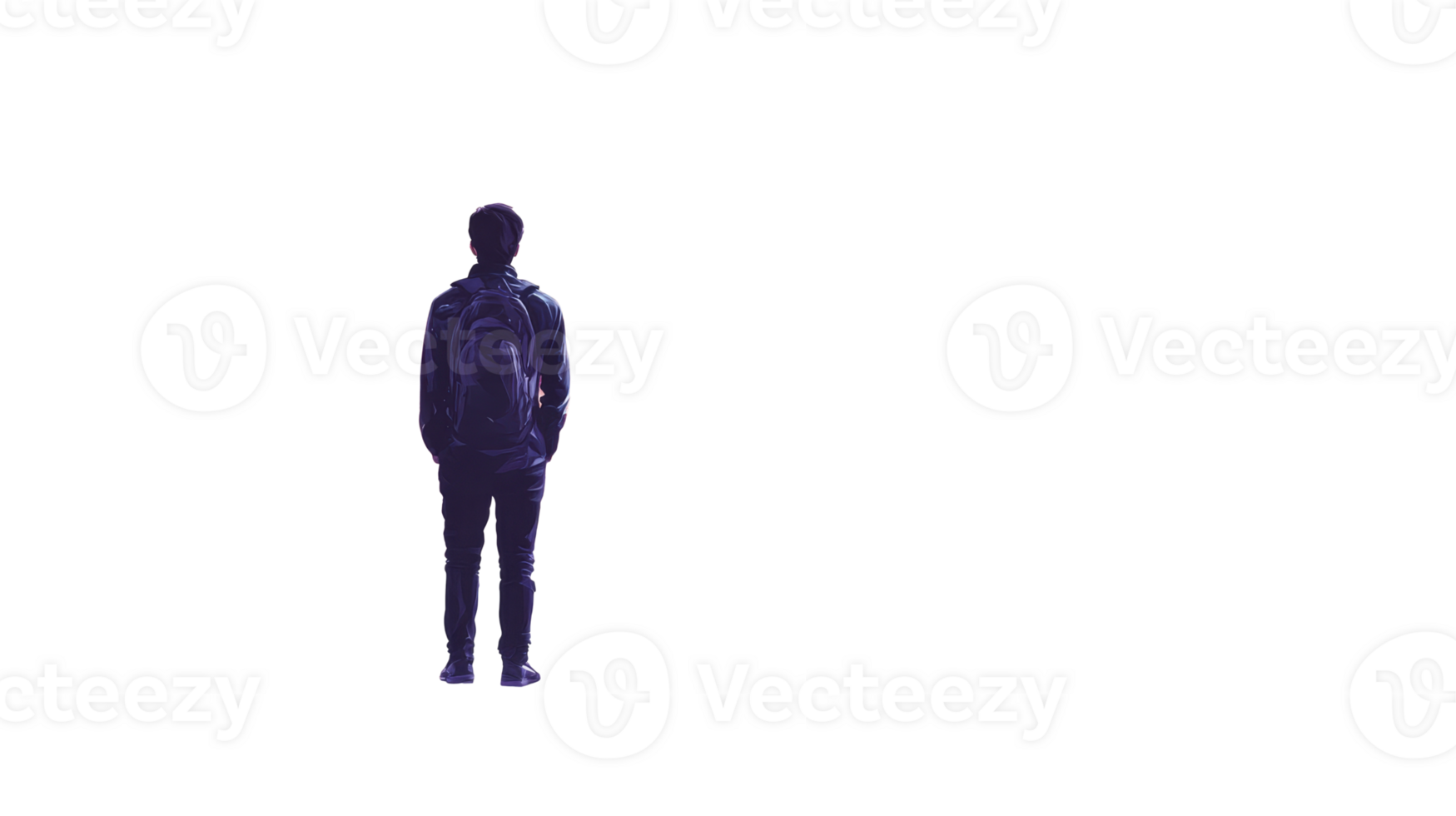 Person with backpack on transparent bg png