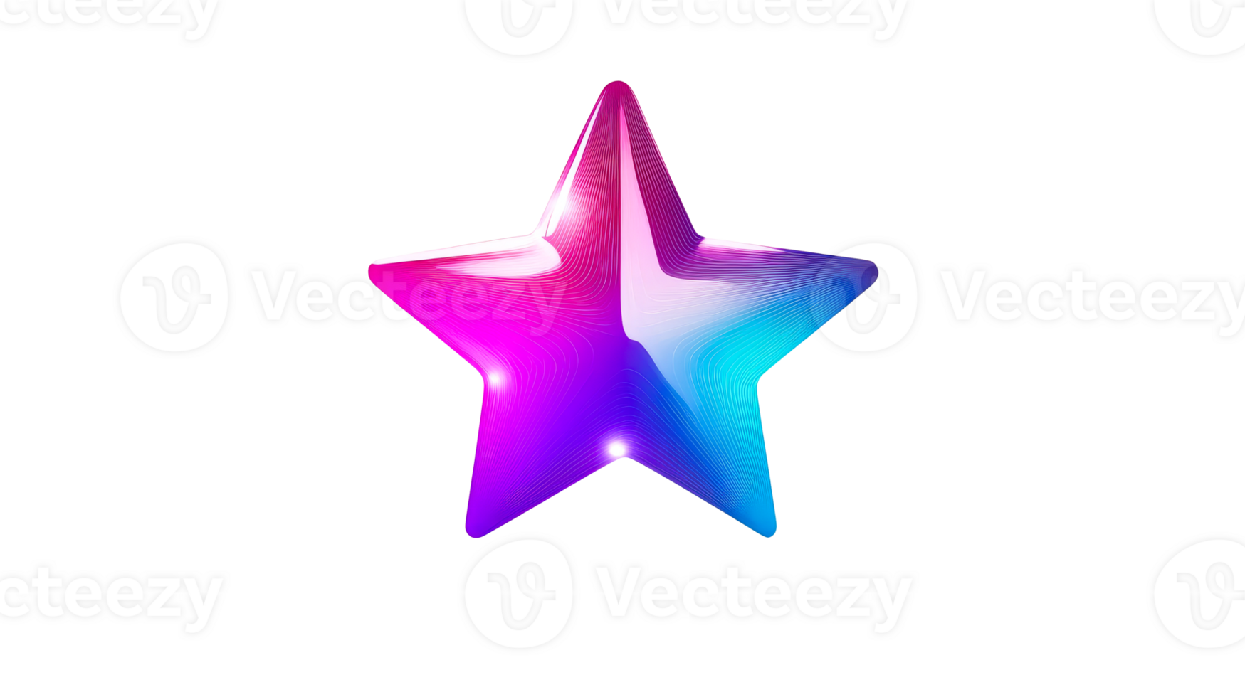 Glowing layered star shape isolated, cut out transparent png