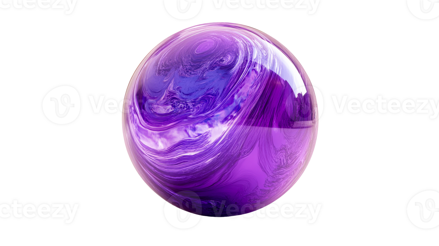 Purple swirled orb on dark background, cut out transparent png