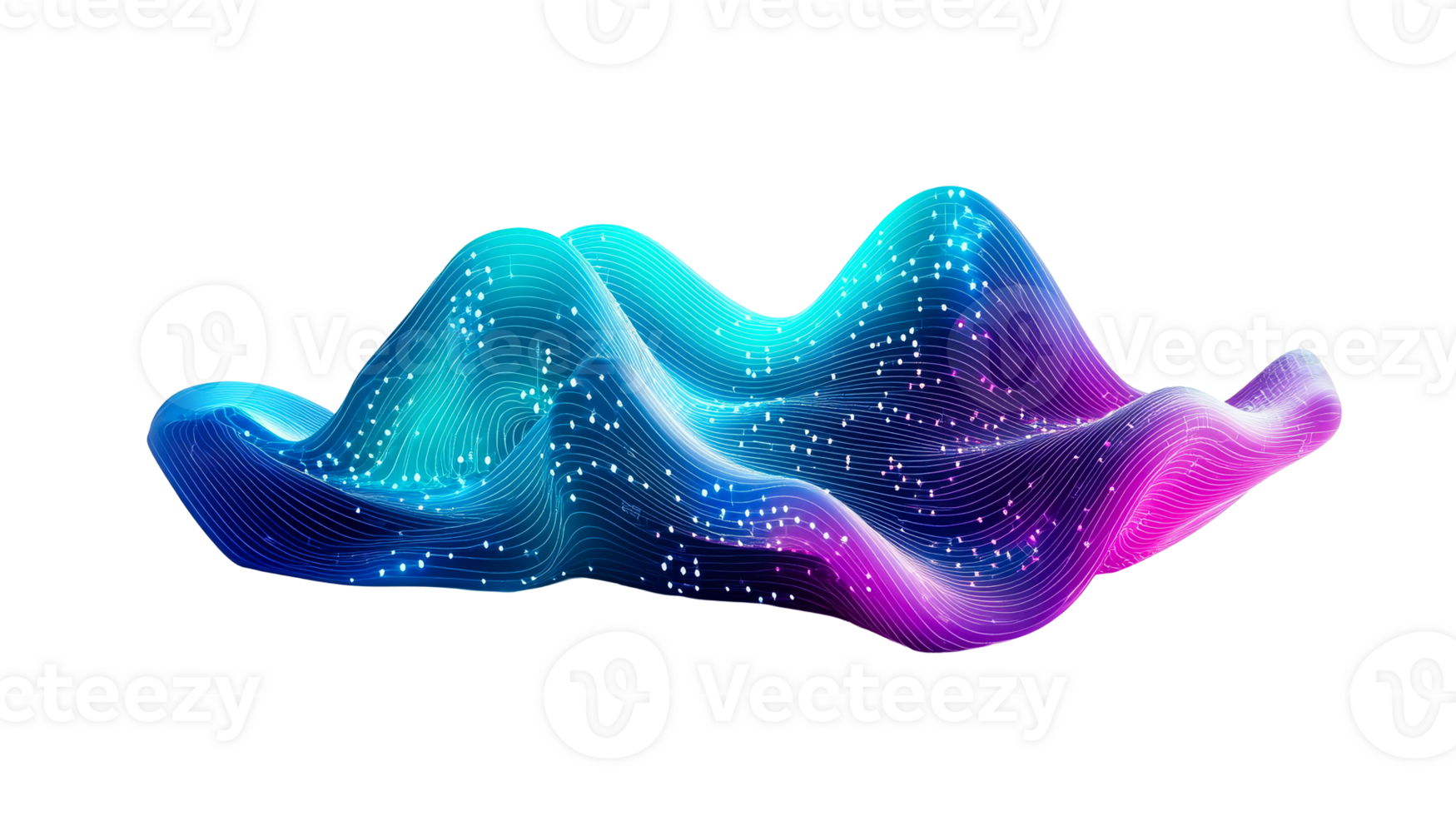 Data Wave Glowing Particle Flow, cut out transparent png