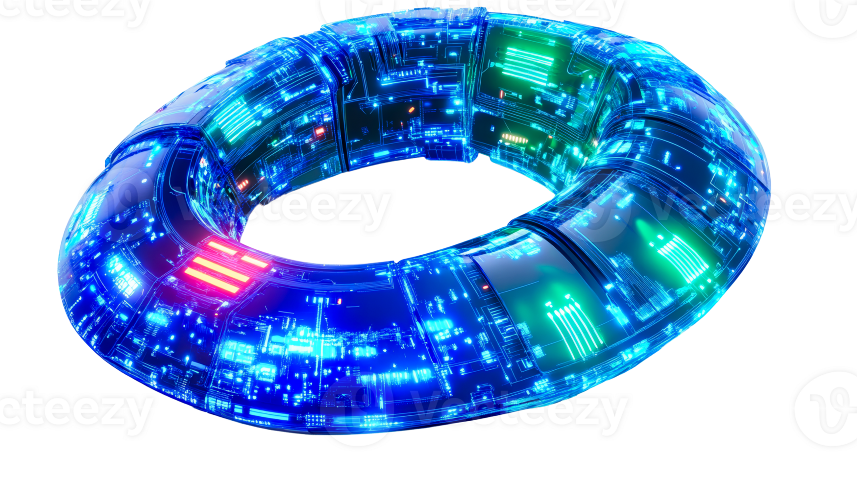 Glowing Techno Ring, cut out transparent png