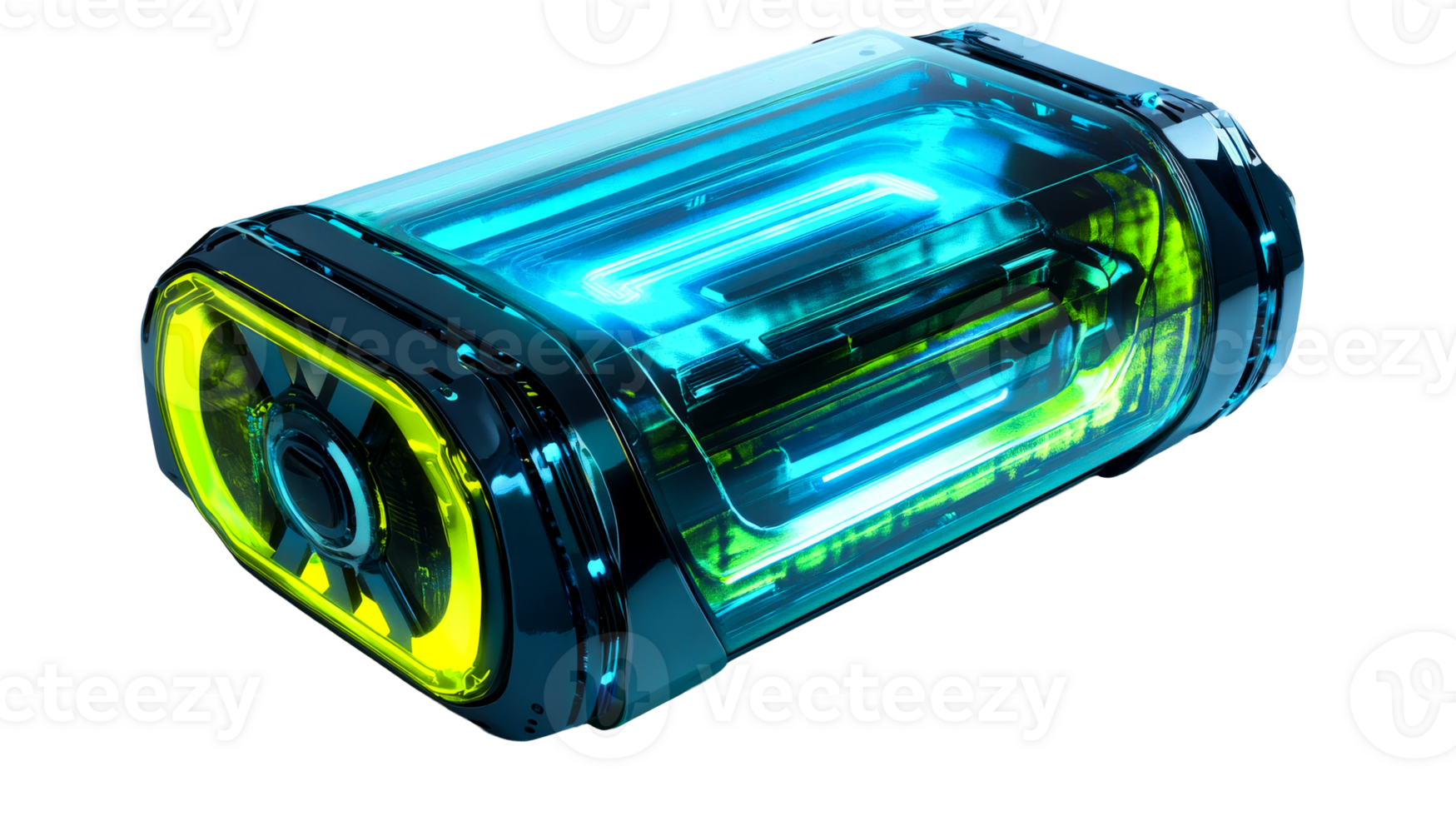 Glowing Power Cell on Black, cut out transparent png