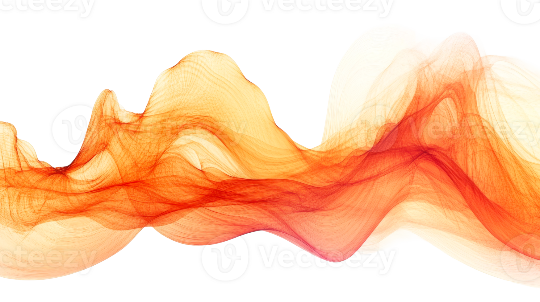 Abstract orange wave smoke shape, cut out transparent png