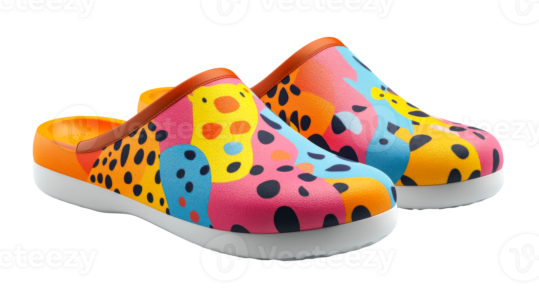 Vibrant slip-on shoes, cut out transparent png